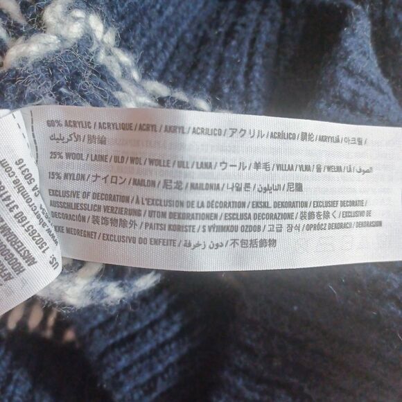 Abercrombie & Fitch M Fair Isle Cardigan Sweater Nordic Blue White Wool Blend - Picture 8 of 8